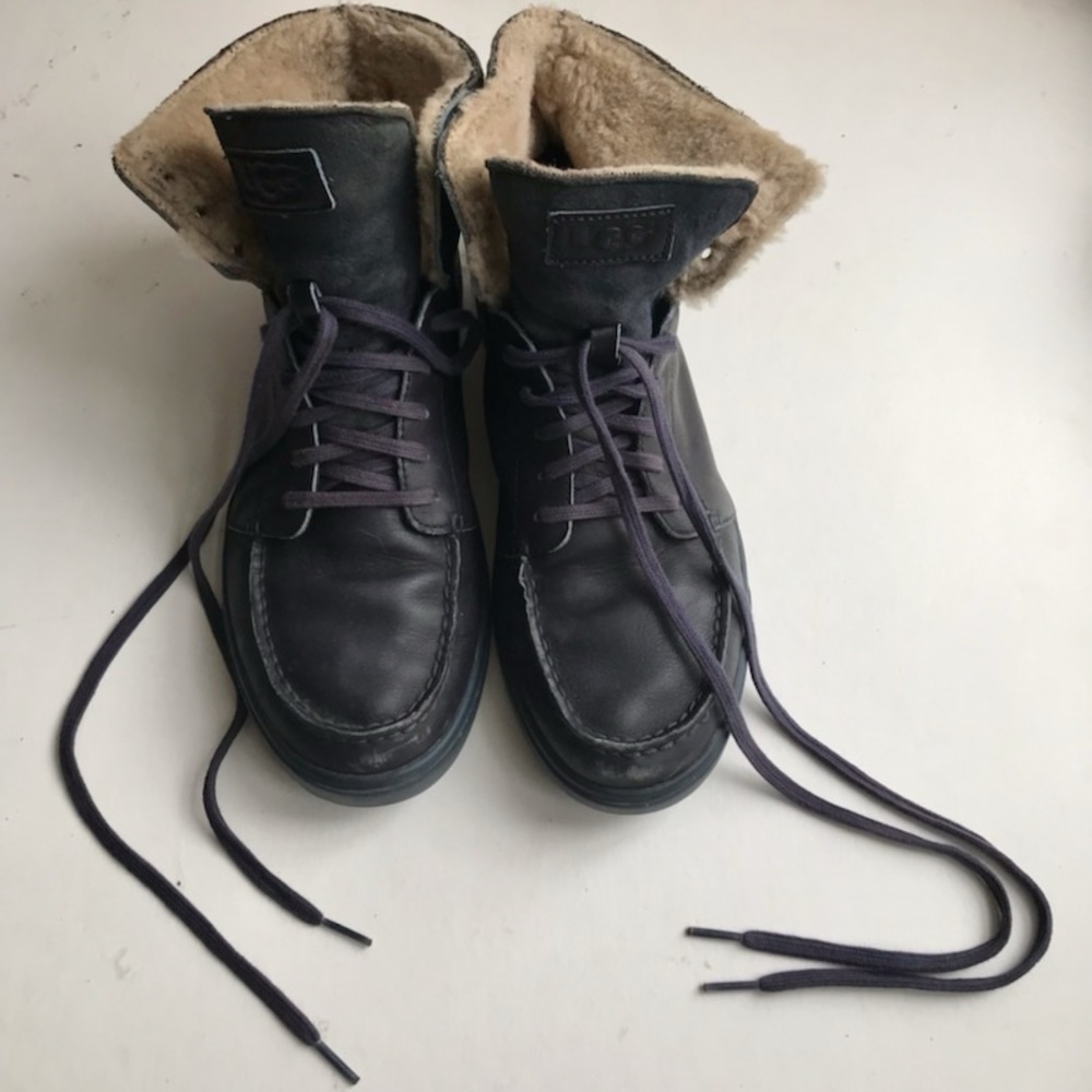 UGG Shoe MenS-9 Chukka Pressly Leather Fleece Lined Lace Up High Top Sneaker